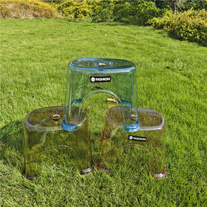 Transparent <b>Plastic</b> <b>Stool</b> For Children Stackable Non Slip Home Bathroom Use Small Crystal Seat Rectangular Shape - Product Image 3