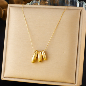 Geometric Pendant Necklace Gold Plated Stainless Steel Clavicle Chain For Women - Product Image 5