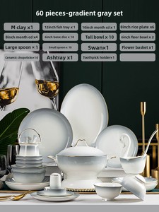 Service de table en céramique Jingdezhen, bols et assiettes en porcelaine fine, design moderne, baguettes jetables et coffret cadeau de déménagement - Product Image 6