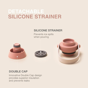 Bouteille isotherme à double paroi en acier inoxydable avec poignée en silicone, tasse de voyage pour café, gourde pour boissons chaudes et froides - Product Image 3