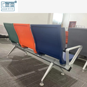 Chaise d'attente 3 places Pu <span class=keywords><strong>Airport</strong></span> avec accoudoirs en aluminium, modèle coloré pour salle d'attente de bureau, belle chaise - Product Image 4