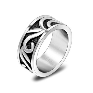 Retro Minimalist Men's Titanium Steel <b>Ring</b> Sunflower Pattern Trendy Unique Single <b>Ring</b> SA755 - Product Image 5