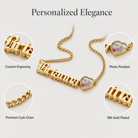 Collar con Nombre Personalizado de Acero Inoxidable, Colgante Gótico con Placa de Nombre y Foto, Cadena de Eslabones para Mujer