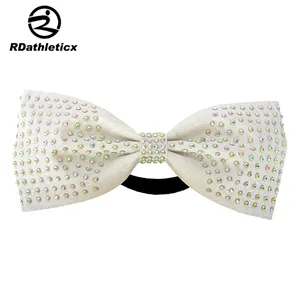 Girls Glitter Hair Bow para crianças e jovens Purple Rhinestone Cheerleader Bow