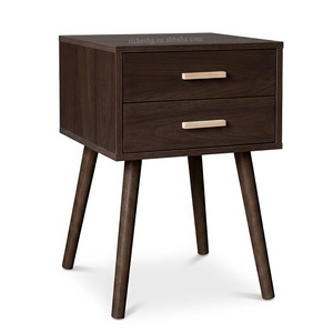 Mesa de <span class=keywords><strong>Noche</strong></span> Nórdica Simple de Roble Blanco, Mesita de <span class=keywords><strong>Noche</strong></span> Moderna para Dormitorio con 2 Cajones - Product Image 5