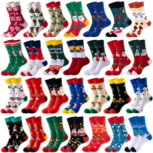Vendita calda a metà polpaccio di cotone festivo calzini per le vacanze per gli uomini e le donne antiscivolo con cartone animato Babbo Natale pupazzo di neve renna - Product Image 1