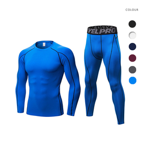 2 pezzi set di compressione manica lunga stretta ad alta elasticità palestra basket calcio allenamento Fitness Baselayer - Product Image 1