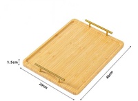 Minimalistische ronde bamboe serveerschaal met handvat voor thuis, hotel, thee, fruit, cake, snacks, groothandel bamboe theeschotel