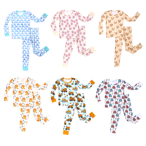 Ensemble de salon pour enfants unisexe avec motif de logo personnalisé, manches longues, taille surdimensionnée, ensemble de <span class=keywords><strong>pyjama</strong></span> deux pièces pour tout-petits, vêtements de nuit pour nouveau-né - Product Image 1
