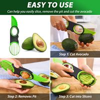 Lot de 2 coupe-avocats manuels 3-en-1 : trancheur, dénoyauteur et éplucheur, lavable au lave-vaisselle, outil de préparation culinaire multifonctionnel