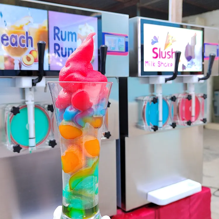 Özel Logo ticari Slush makinesi dondurulmuş İçecek Margarita Slush makinesi