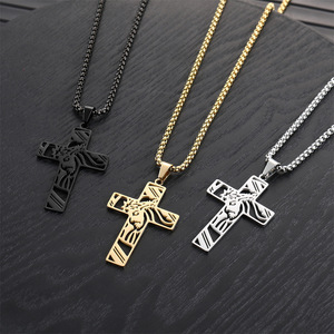 Collar con Cruz y Corona <span class=keywords><strong>de</strong></span> Espinas <span class=keywords><strong>de</strong></span> Jesús ARNAN, Acero Inoxidable, Joyería Religiosa Cristiana Devocional, Regalo para Mujeres y Hombres - Product Image 2