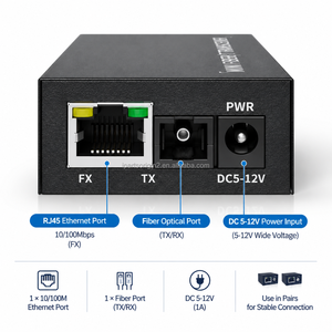 มินิ 10/100Mbps 1FE+1FX ตัวแปลงสื่อไฟเบอร์ออปติก, ไฟภายนอก DC 5V 1A, แรงดันไฟฟ้ากว้าง 5-12V, สำหรับขยายเครือข่ายกล้องวงจรปิด - Product Image 2