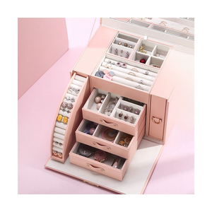 Boîte à <span class=keywords><strong>bijoux</strong></span> personnalisée à Double escalier, Style empileur <span class=keywords><strong>bijoux</strong></span> boucles d'oreilles finition rangement boîte à <span class=keywords><strong>bijoux</strong></span> - Product Image 5