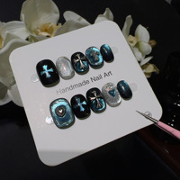 JIAZHIMU Faux Ongles Papillon Faits Main en ABS Couverture Complète, Pointes d'Ongles à Presser Moyennes pour Application sur les Doigts