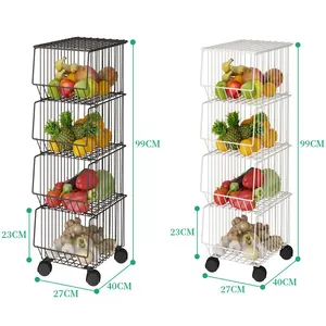 Amazon Bán Hot Cán Lưu Trữ Organizer Bin Với Caster Cà Phê Dây Kim Loại Giỏ Cho Nhà Bếp, Tắm, Giặt Phòng