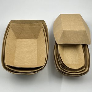 Jetable Taille Personnalisée Forme Couleur de Papier Emballage Alimentaire Déjeuner Snack Plateau Bateau - Product Image 6