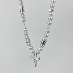 Bijoux haut de gamme hip hop collier de perles croix zircone réglable à l'ancienne pour hommes - Product Image 5