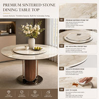 Table à manger ronde contemporaine avec plateau central rotatif, base en bois sur piétement, pour mobilier de luxe pour la maison et les restaurants, fournisseur OEM