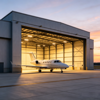 Hangar de stockage d'avions légers privé, conception à portée libre, en métal, résistant au vent et à la pluie