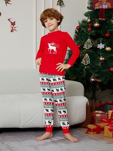 Conjuntos de Pijamas Casuais de Inverno para Família com Cintura Elástica e Manga Longa em Tecido Térmico Tricotado Dropshipping - Product Image 4