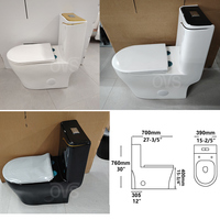 WC monobloc allongé en céramique à double chasse siphonique 4L/6L, certifié CUPC Amérique du Nord, modèle Gold Line Blanc Noir