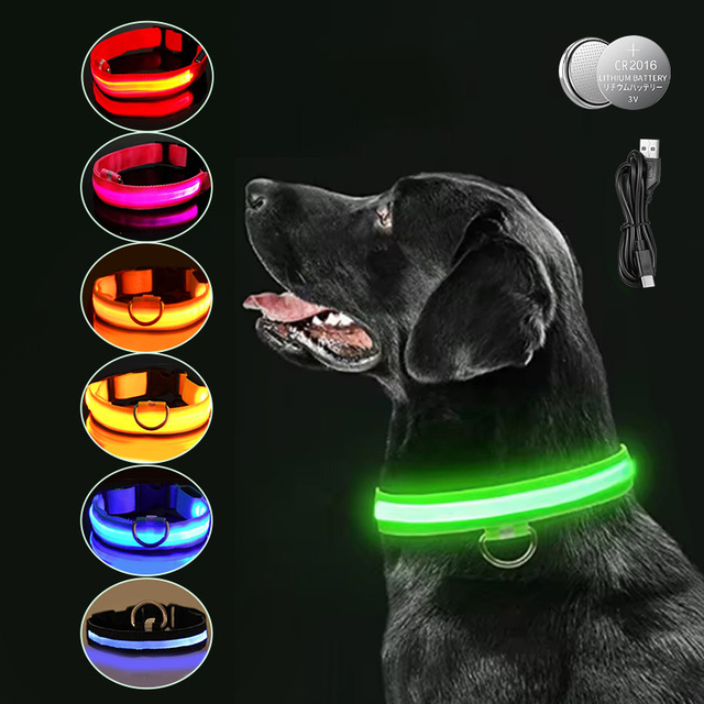 Custom Led Safety Pet Product Multi Size IPX4/IPX7 Waterproof Rechargeable Light up Pet Collar Night Safety LED Dog Collar