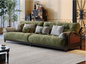 Divano Moderno in Legno Massello Stile Mid-Century, Morbido Divano Cloud in Velluto a Coste Delicato sulla Pelle per Arredamento Soggiorno - Product Image 5