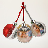 Boule de Noël en plastique transparente, demi-pailletée, pour insertion d'image par sublimation, ornement vierge multi-tailles