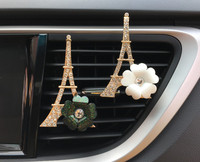 Diffuseur d'huiles essentielles pour voiture Tour Eiffel, parfum d'ambiance, diffuseur d'aromathérapie, diffuseur à clipser sur grille d'aération, bijou en diamant doré
