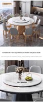 Moderne einfache runde Massivholz Esstisch Stuhl Set High-End Rock Plate Plattenspieler montiert Wohn möbel