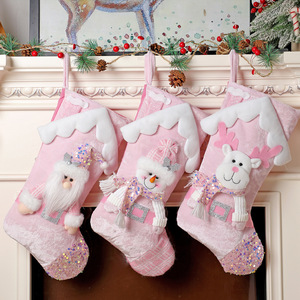 Decorazioni natalizie paillettes rosa Cartoon per bambini vecchio uomo natale calza regalo decorazioni forniture - Product Image 1