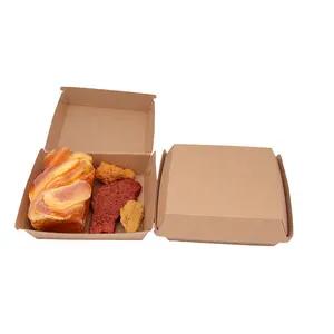 Caja de hamburguesa corrugada desechable Kingwin y caja de patatas fritas caja de embalaje de papel Kraft para hamburguesa