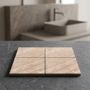 Carreaux de sol en céramique et porcelaine émaillée effet marbre blanc clair du Nigeria, finition mate, 400x400mm (40x40cm) - Product Image 3