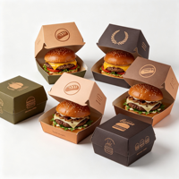 Vente flash - Boîte à emporter de taille personnalisée, de qualité alimentaire, pour frites, poulet, hamburgers, emballage en papier, boîte en papier blanc