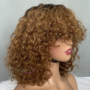 Oferta Relámpago: Peluca Bob de Cabello Humano Vietnamita 100% con Flequillo Rizado, Hecha con Cabello de Doble Trama y Rizos de Lujo para Mujer - Product Image 2