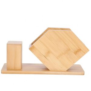 Multi-Functional Natural Bamboo Napkin Holder Tissue Dispenser with <b>Toothpick</b> Box for Coffee Shop Accessory Hotel Supplies - Product Image 1