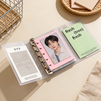 Carpeta Trifold Transparente AxeWoodz A6 con Cierre de Banda, Hojas Sueltas, 6 Anillas, Organizador Personal para Dinero (A6/A7/M5)