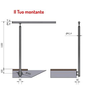 Pasamanos verticales de acero inoxidable de 42,4 Ø para fijación lateral, travesaños externos AISI 304, barandillas de manchas satinadas, altura - Product Image 1