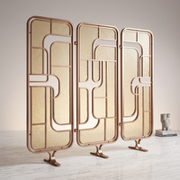 Paravent de séparation en verre en acier inoxydable 304 de luxe moderne, panneau de verre encadré, design décoratif pour hall d'hôtel