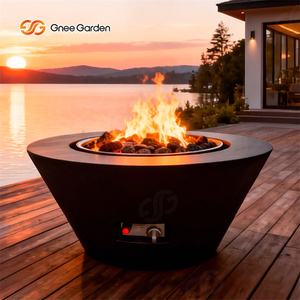 Gnee Garden Modern Outdoor Bioethanol <b>Fire</b> Pit Powder Coated Metal Freestanding for Patio Heating - Product Image 1