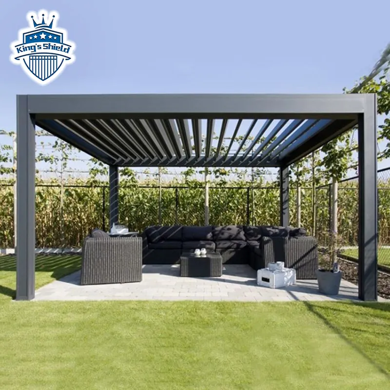6*4 Pavillons Einziehbar Große Hochwertige Gartenhof Jalousie Dach elektrische benutzer definierte Pool vorgefertigte Aluminium Pergola