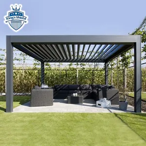 6*4Gazebos Retractable Large High Quality outdoor garden yard louvered roof electric custom pool prefabricated aluminium pergola