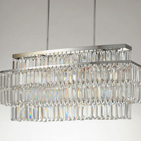 Lustre élégant en cristal chromé, luminaire suspendu rectangulaire pour salle à manger et salon