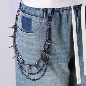 Cadena de cintura metálica de moda Yueli con diseño de puntas multicapa para mujer, estilo hip hop punk, accesorio de mezclilla de aleación de zinc. - Product Image 2
