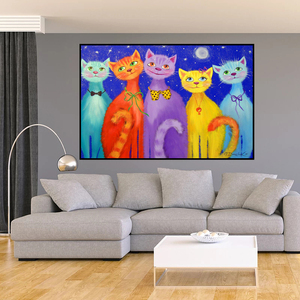 Dipinto su Tela con Animali Adorabili, Gatti Sorridenti, <span class=keywords><strong>Poster</strong></span> e Stampe d'Arte <span class=keywords><strong>da</strong></span> <span class=keywords><strong>Parete</strong></span> per <span class=keywords><strong>Camera</strong></span> <span class=keywords><strong>da</strong></span> <span class=keywords><strong>Letto</strong></span>, Decorazione Domestica - Product Image 4