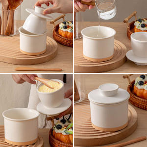 Plato para Mantequilla de Porcelana Chaozhou, Cilíndrico, Blanco, Apto para Microondas, con Cuchara, Logotipo Personalizado - Product Image 5