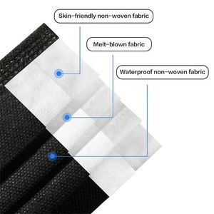 Calidad superior Uso diario Protección confiable Negro 50 piezas por caja 3ply Mascarilla facial de cirujano desechable no tejida - Product Image 2