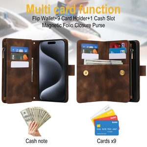 Portefeuille en cuir multifonction pour iPhone 6/7/8 Plus/XR/Xsmax pour iPhone 11/12 Mini, étui à bandoulière pour téléphone, porte-cartes - Product Image 2