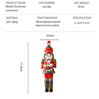 Décoration de Noël personnalisée en 3D pour femme, style Casse-Noisette ou Tambourinier, en alliage de zinc, ornée de perles et de diamants colorés, à suspendre